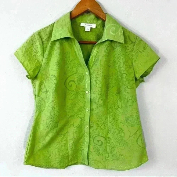 Dress Barn green collared short sleeve shirt - Picture 1 of 2